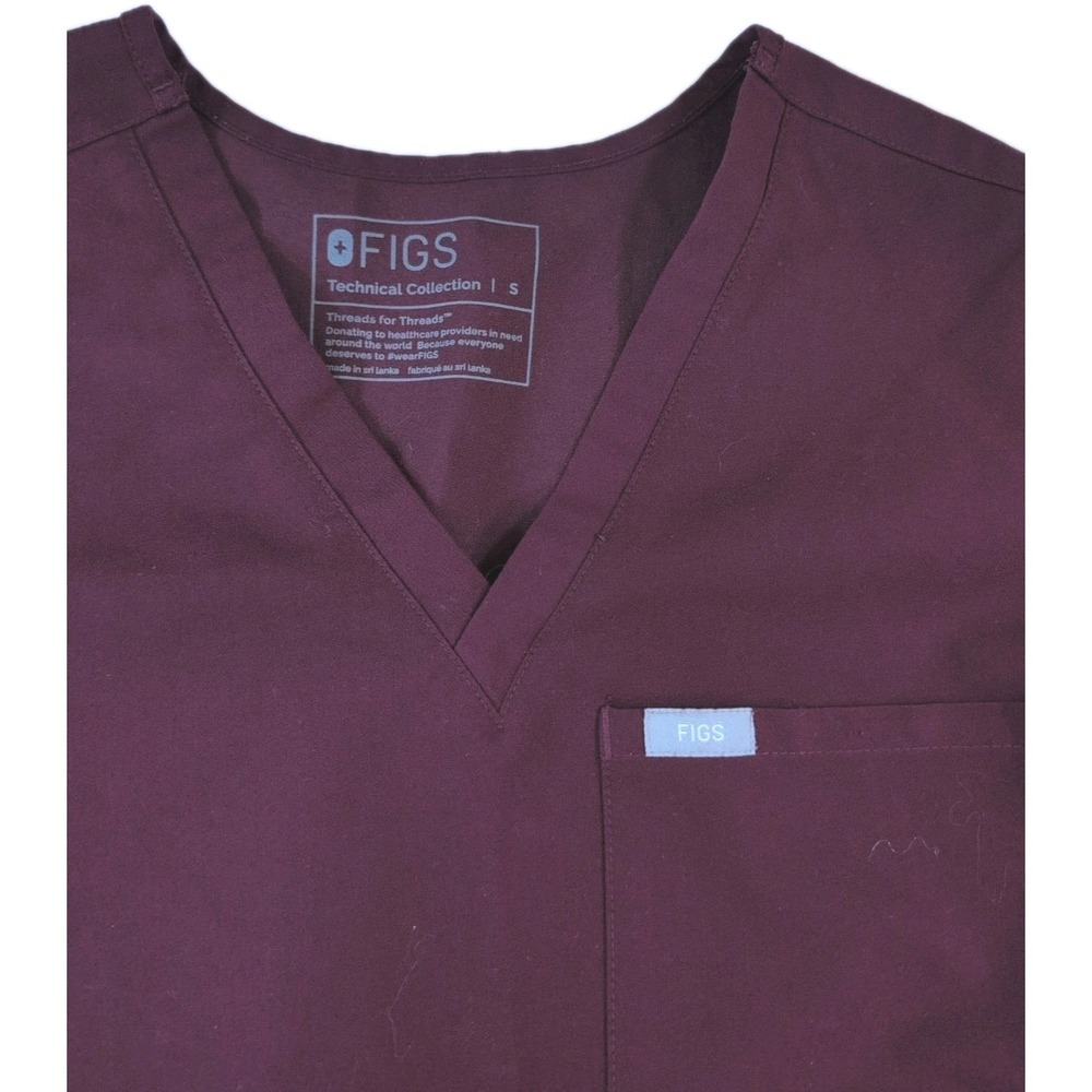 FIGS Women's Burgundy Small Top & Medium Pants Set - Technical Collection - Picture 3 of 5